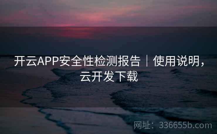 开云APP安全性检测报告｜使用说明，云开发下载