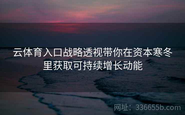 云体育入口战略透视带你在资本寒冬里获取可持续增长动能 云体育入口战略透视带你在资本寒冬里获取可持续增长动能