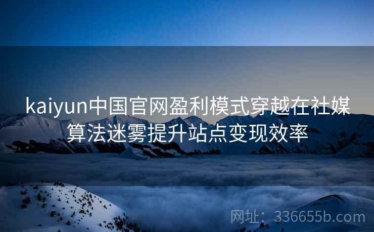 kaiyun中国官网盈利模式穿越在社媒算法迷雾提升站点变现效率