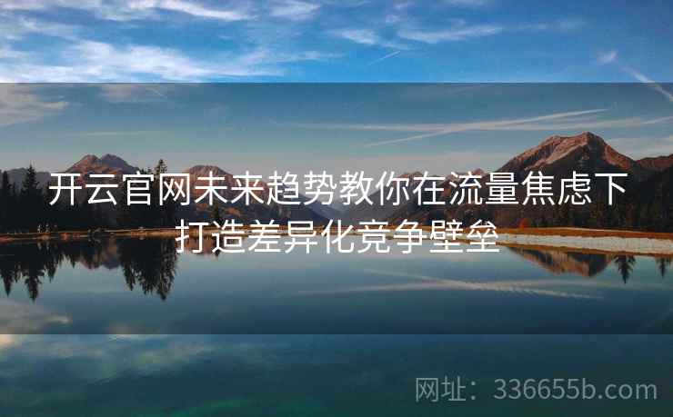 开云官网未来趋势教你在流量焦虑下打造差异化竞争壁垒
